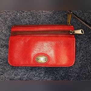 Red Fossil 10 car wallet wallet with change pocket